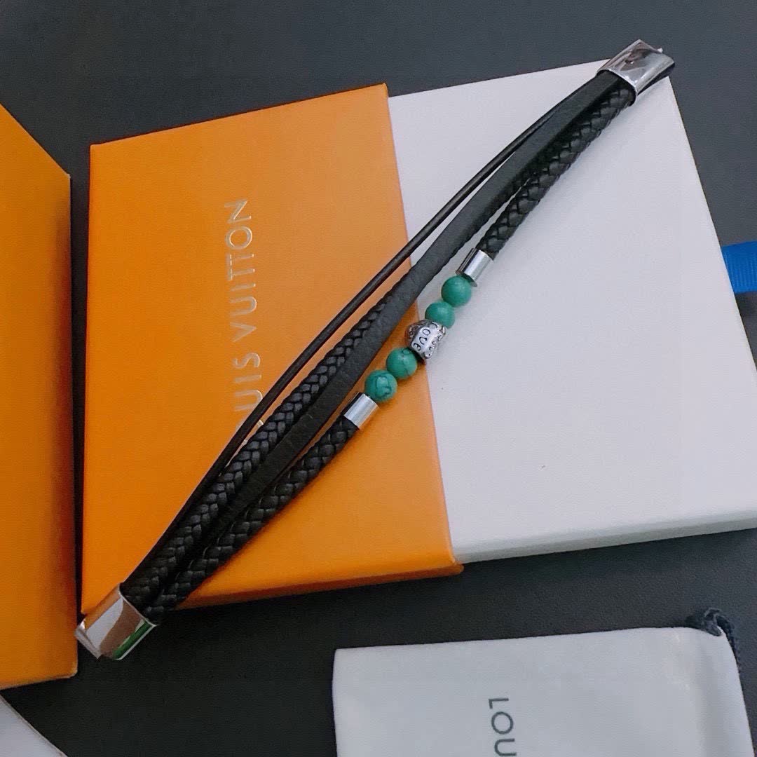 Louis Vuitton Leather and Bead Bracelet
